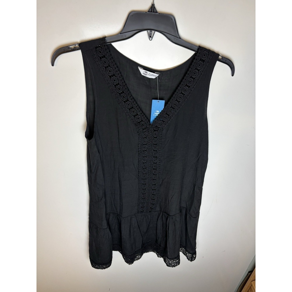CUPSHE Women Swimsuit Cover Up Cotton Sleeveless V Neck Beach Coverup Dress Med